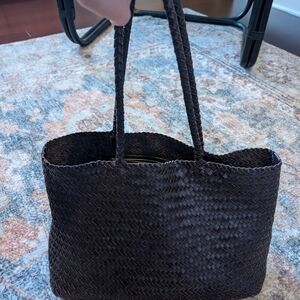 Elegant Brown Woven Tote Bag